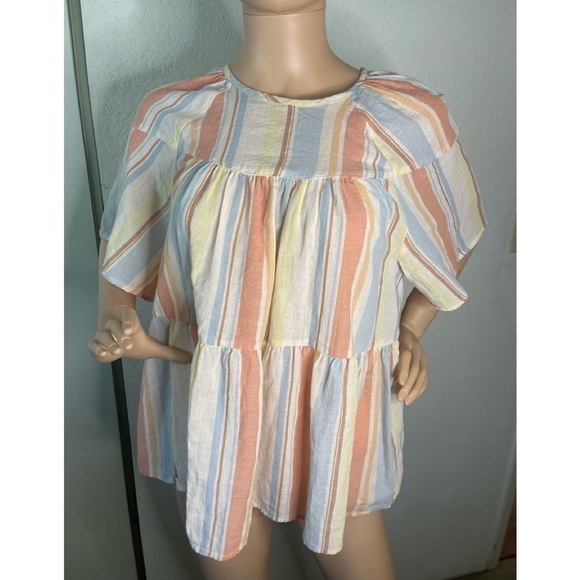 Ana top Cottage Prairie Striped Ruffle Blouse size xl - Picture 2 of 3